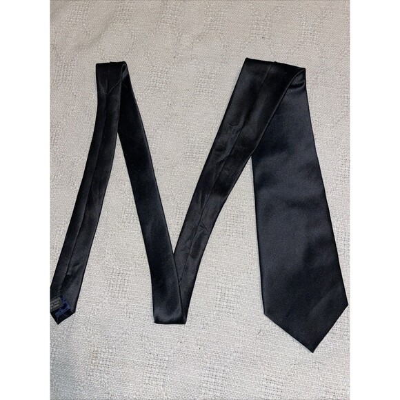 Stacy Adams Men’s Dress Tie Size 57” 4” Solid Black Polyester Business Formal - Picture 3 of 12